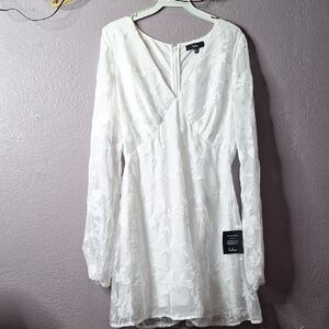 Lulu's Ivory Floral Textured Dress